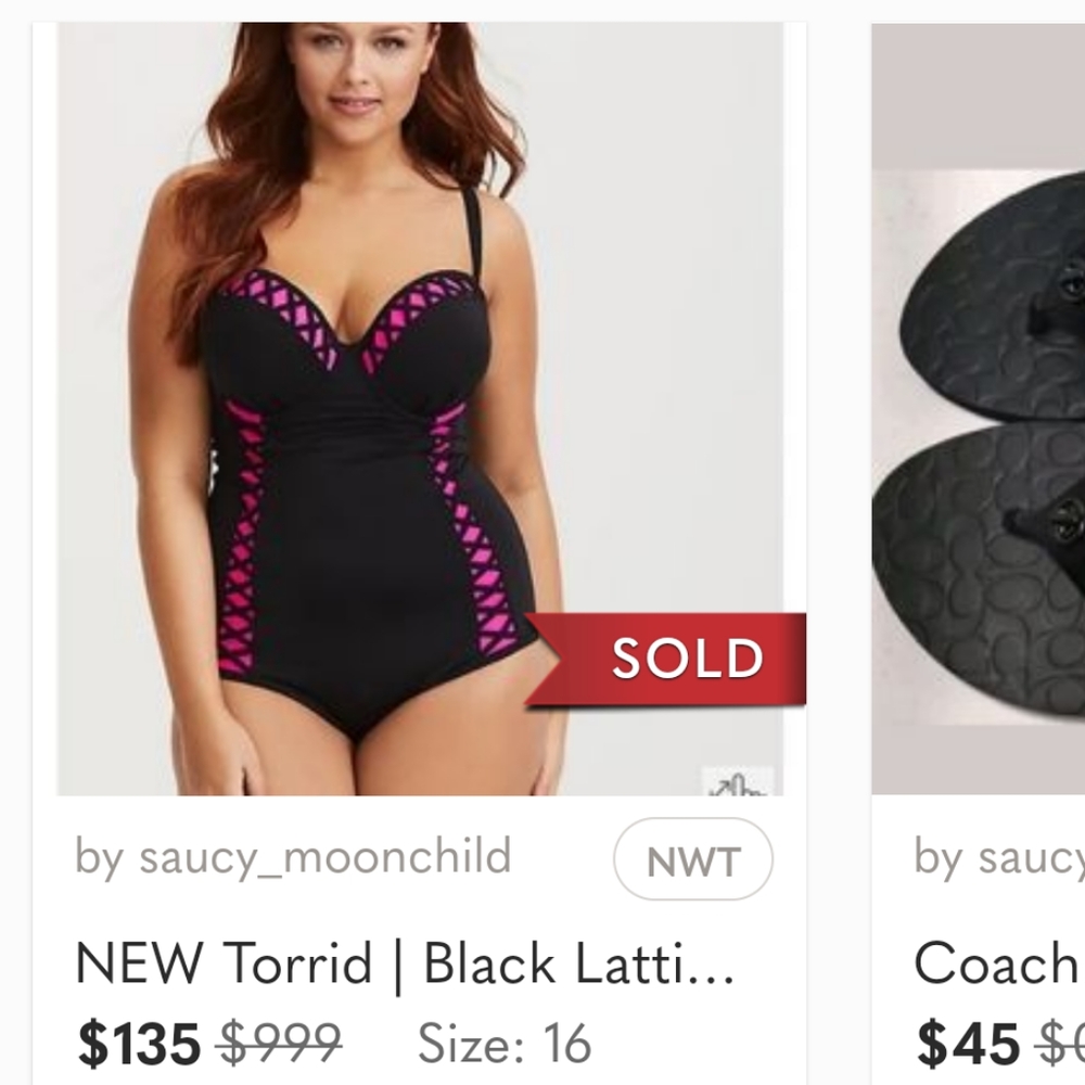 NEW Torrid | Black Lattice & Hot Pink Peekaboo Push-Up Demi Swimsuit One Piece 1 - Picture 1 of 15